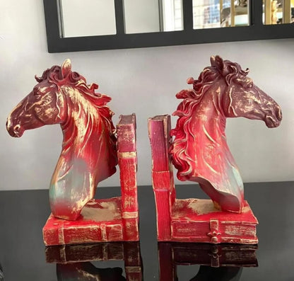 Elegant Horse Bookends, Horse Bookends Decor, Horse Head Bookshelf Decor, Stylish Bookends Gift, Polyester Bookend Set,Horse Statue Bookends
