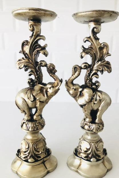 Elephant Candlestick Holder Set of 2, Elephant Candle Holder, Elephant Candlestick, Vintage Elephant Candlestick, Polyester Candle Holder
