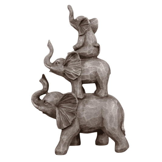 Stacked Elephant Family Statue, Stacked Elephant Statue, Elephant Family Decor, Polyester Elephant Art, Elephant Trio Sculpture