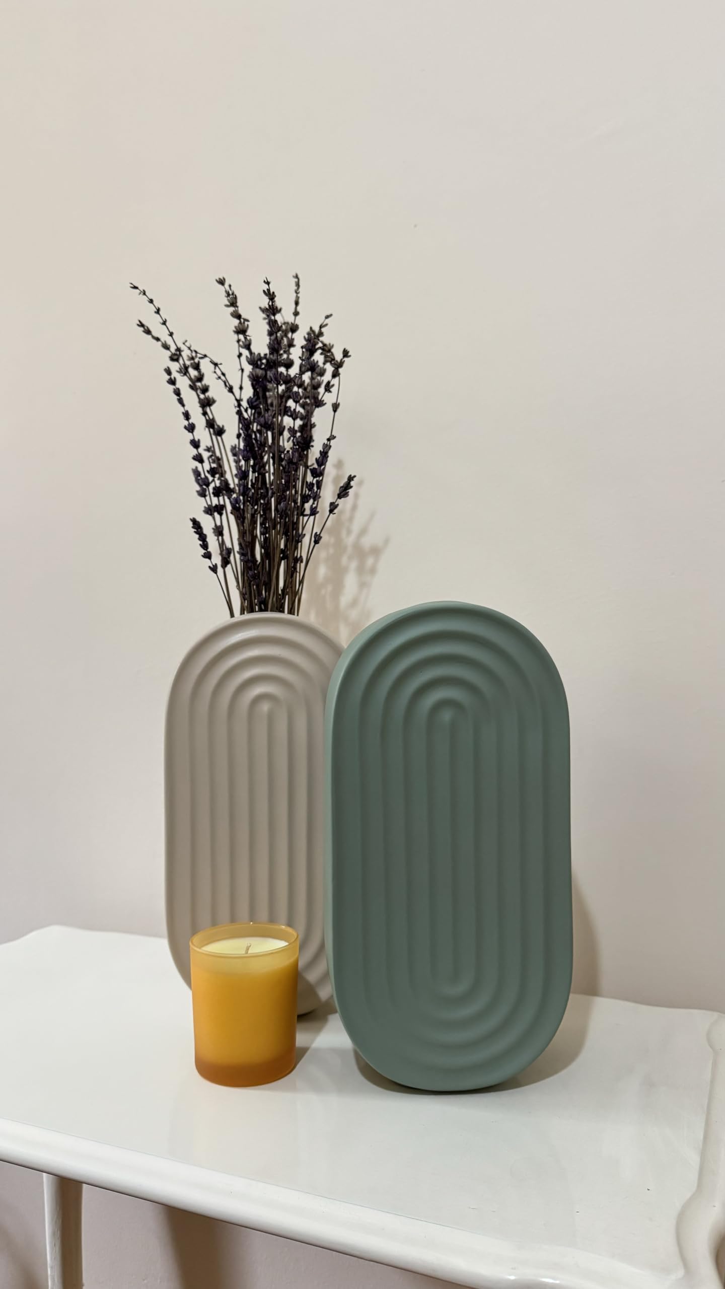 Ceramic Oval Ridged Vase, Decorative Oval-shaped Vase, Decorative Tabletop Vase, Modern Vase for Blooms, Scandinavian Style Vase, Oval Ridged Vase, Ridged Vase, Oval Vase