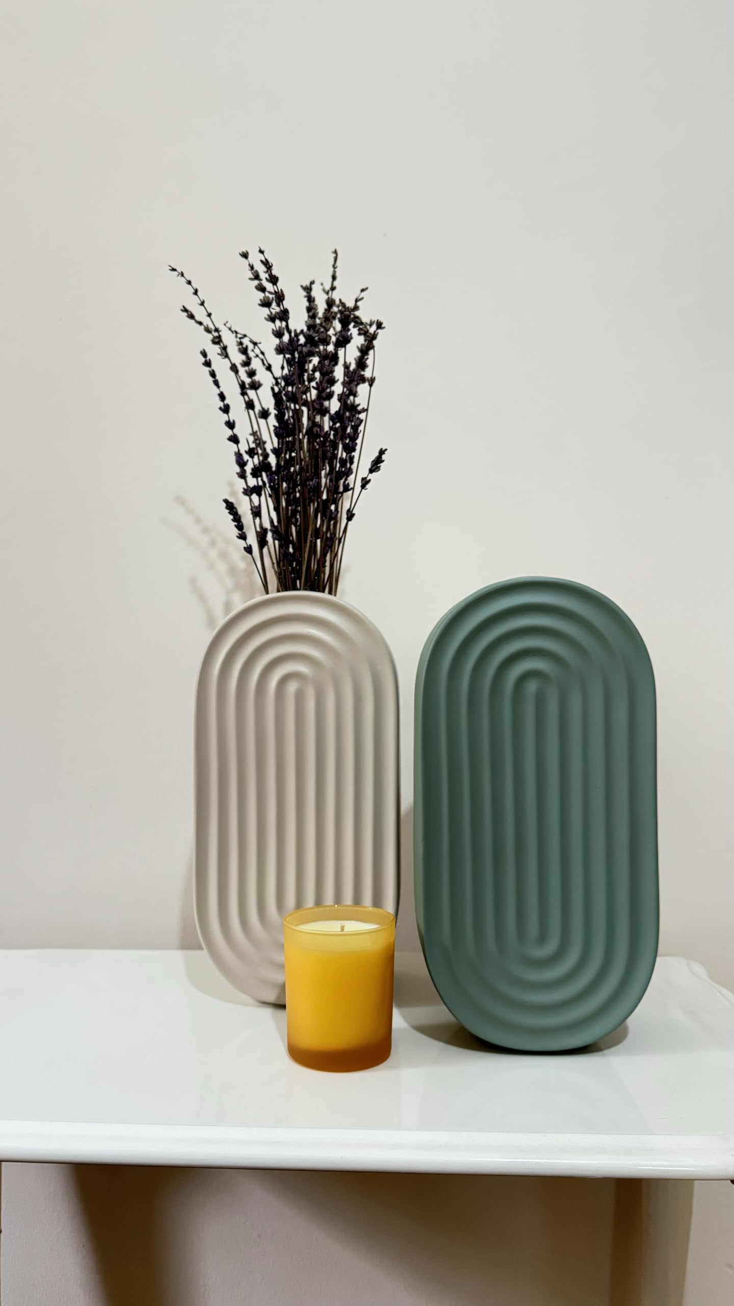 Ceramic Oval Ridged Vase, Decorative Oval-shaped Vase, Decorative Tabletop Vase, Modern Vase for Blooms, Scandinavian Style Vase, Oval Ridged Vase, Ridged Vase, Oval Vase
