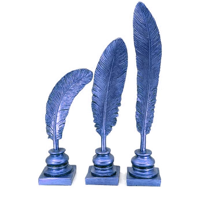 Feather Sculpture Set of 3, Feather Decor, Desk Feather Statue Set, Feather Accent Decor, Feather Statue, Feather Sculpture, Feather Objects, Feather Figurine