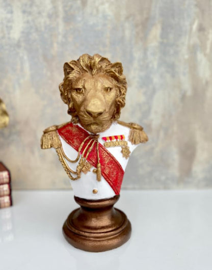 Royal Lion Statue Bust in Military Uniform, Lion Bust Sculpture, Regal Lion Statue, King Lion Decor, Military Lion Bust, Lion Head Statue, Lion Head Decor, Lion Head Sculpture