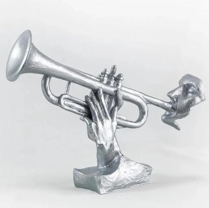 Unique Trumpet Player Statue for Home Decor, Handcrafted Jazz Music Sculpture, Music Themed Home Accent, Trumpet Player Statue, Jazz Decor, Trumpet Player Decor