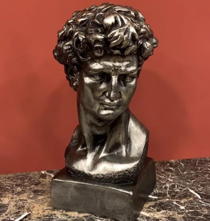 Klassische Büstenskulptur, David-Büstenkopf-Statue, Büstenstatue im Renaissance-Stil, klassische Kopfskulptur, David-Büstenskulptur, David-Büste, David-Büsten-Dekor, David-Skulptur