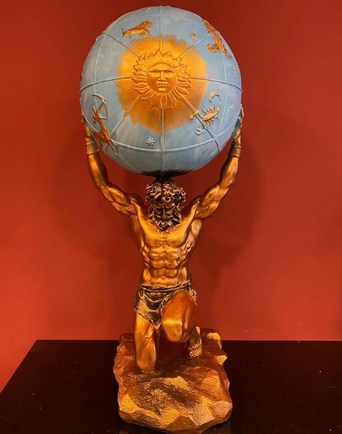 Atlas Holding the Globe Statue, Atlas Figurine, Greek Mythology Decor, Atlas Sculpture, Mythology Art Decor, Mythology Statue, Atlas Bust Decor, Atlas Statue