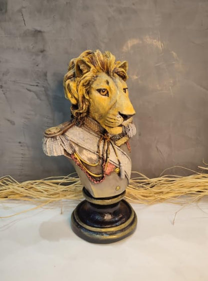 Royal Lion Statue Bust in Military Uniform, Lion Bust Sculpture, Regal Lion Statue, King Lion Decor, Military Lion Bust, Lion Head Statue, Lion Head Decor, Lion Head Sculpture