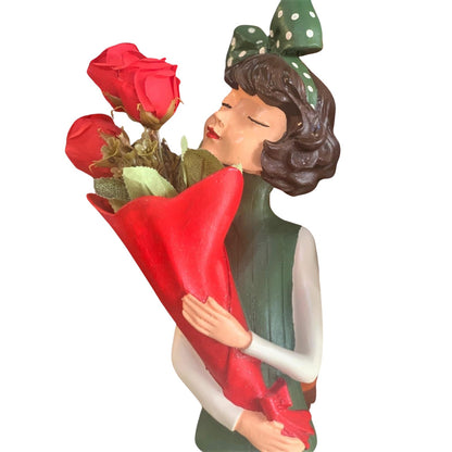 Cute Bouquet Girl Sculpture, Girl Doll Statue Holding Bouquet, Girl Figurine With Bouquet, Unique Girl Figurine Gift, Girl Decor Statue, Girl Sculpture, Girl Decor