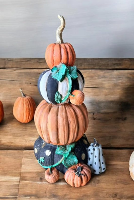 Pumpkin Harvest Decor, Gourd Figurine, Striped Pumpkin Decor, Autumn Gourd Figurine, Seasonal Home Decor, Handmade Harvest Decor, Pumpkin Sculpture, Pumpkin Statue, Pumpkin Decor