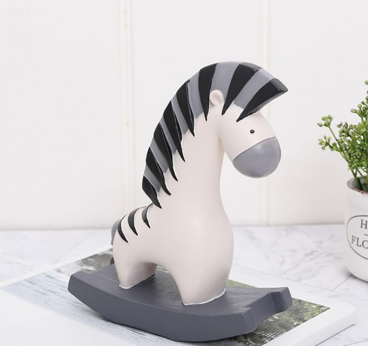 Minimalist Zebra Statue with Rocking Base, Polyester Cute Zebra Decor, Zebra Statue, Small Zebra Decor, Rocking Zebra Statue, Zebra Decor