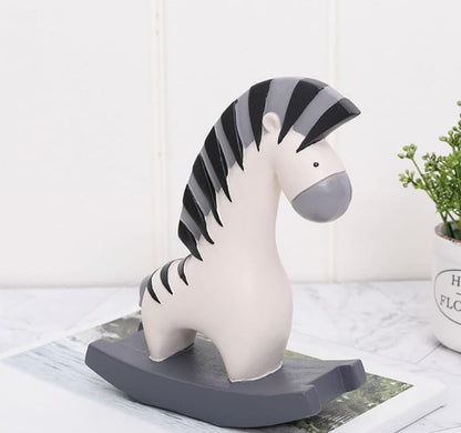 Minimalist Zebra Statue with Rocking Base, Polyester Cute Zebra Decor, Zebra Statue, Small Zebra Decor, Rocking Zebra Statue, Zebra Decor