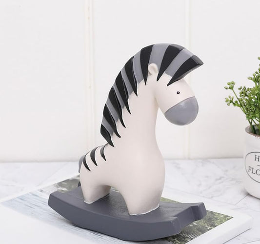 Minimalist Zebra Statue with Rocking Base, Polyester Cute Zebra Decor, Zebra Statue, Small Zebra Decor, Rocking Zebra Statue, Zebra Decor