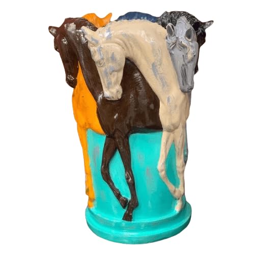 Horse Themed Vase, Gift For Horse Lovers, Decorative Vase With Horses, Horse Motif Decor, Horse Flowerpot, Horse Statue Vase, Horse Vase