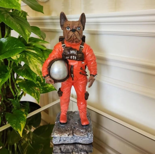 Astronaut BullDog Figurine, Dog In Spacesuit Statue, Space-Themed Bulldog Sculpture, Animal Astronaut Decor, Dog Lover Home Decor
