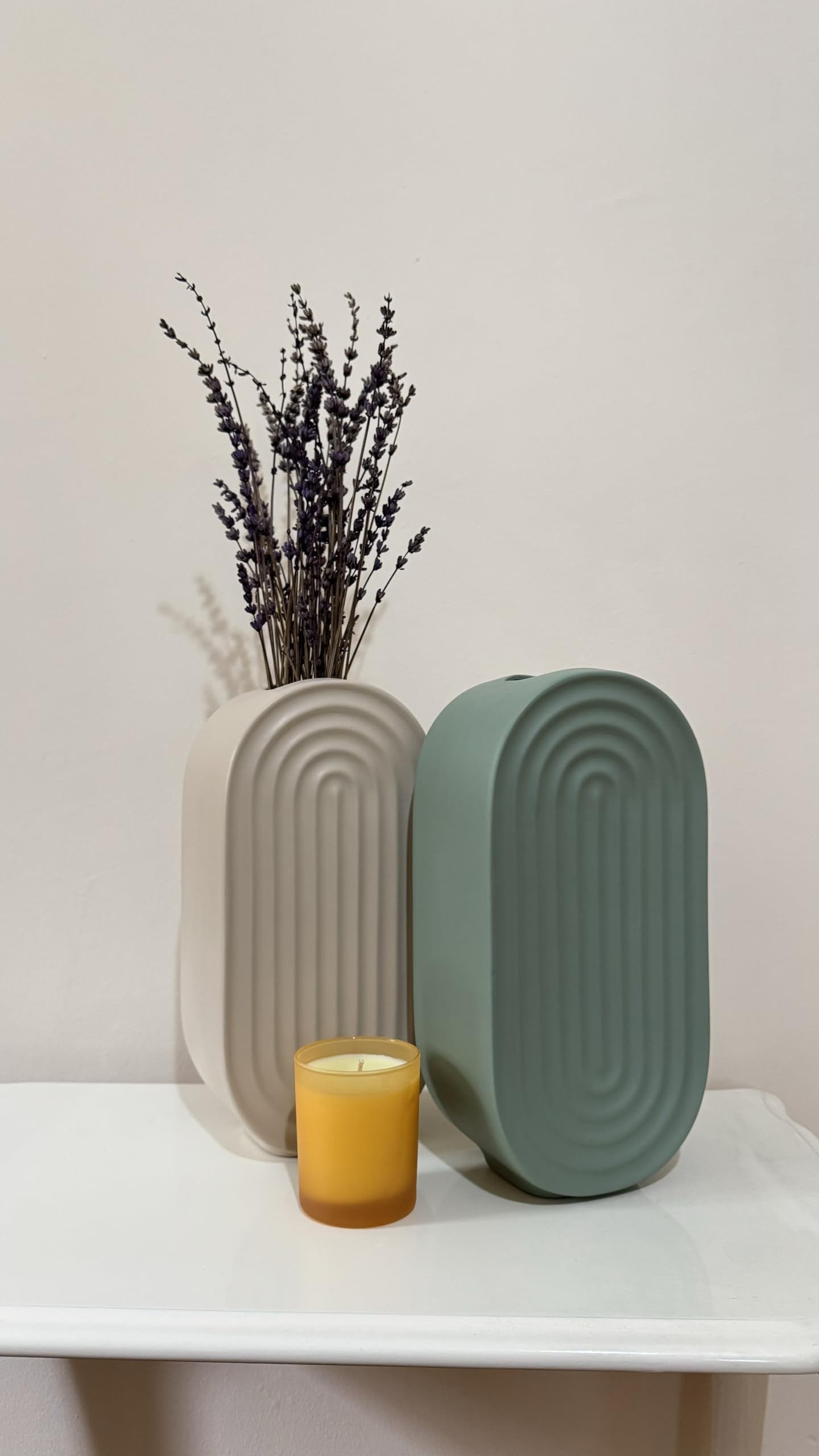 Ceramic Oval Ridged Vase, Decorative Oval-shaped Vase, Decorative Tabletop Vase, Modern Vase for Blooms, Scandinavian Style Vase, Oval Ridged Vase, Ridged Vase, Oval Vase