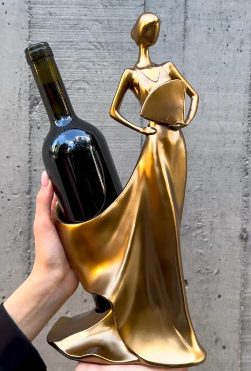 Elegant Woman Wine Rack Sculpture, Lady Wine Holder Statue, Woman Wine Rack, Modern Woman Sculpture Wine Rack, Artistic Bar Decor