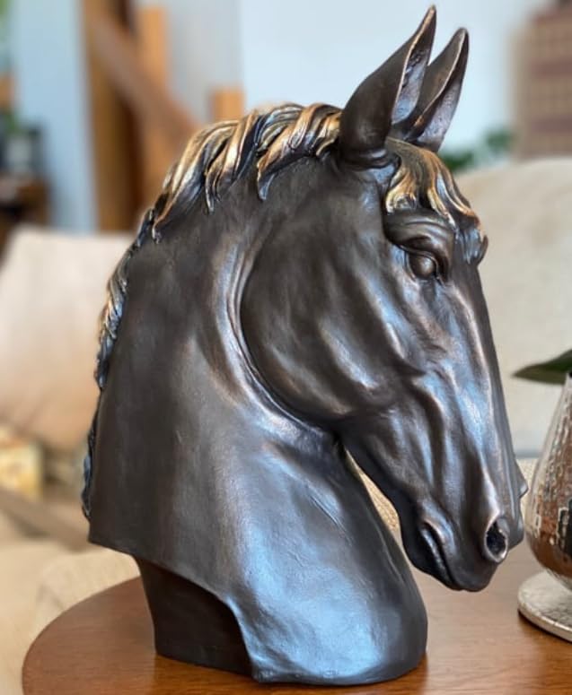 Handmade Horse Head Statue, Elegant Horse Figurine, Horse Head Statue, Horse Sculpture Art, Polyester Horse Statue, Elegant Horse Decor