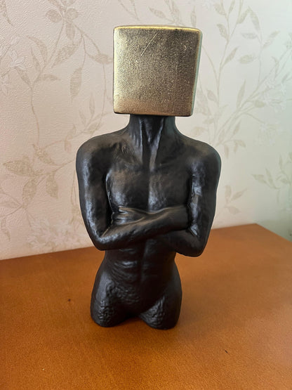 Geometric Head Sculptures Set of 3, Abstract Body Art Decor- Sphere, Cube, Pyramid Heads, Modern Art Decor, Abstract Human Figurines, Human Sculpture, Human Decor