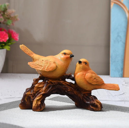 Charming Bird Statue with Two Birds on Branch, Polyester Nature Decor, Bird Statue, Bird Sculpture, Bird Decor, Polyester Bird Statue