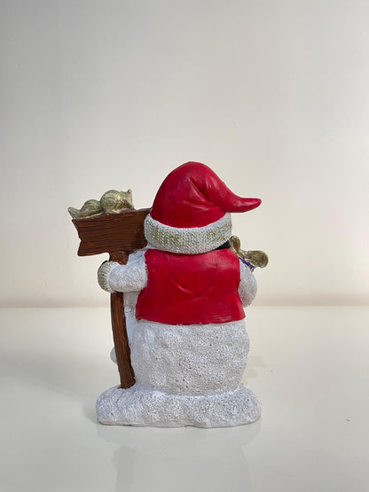 Snowman Squirrel, Festive Snowman Statue, Holiday Snowman Decor, Snowman Decor, Christmas Gift Idea, Christmas Snowman Decor, Snowman Gift, Snowman Sculpture