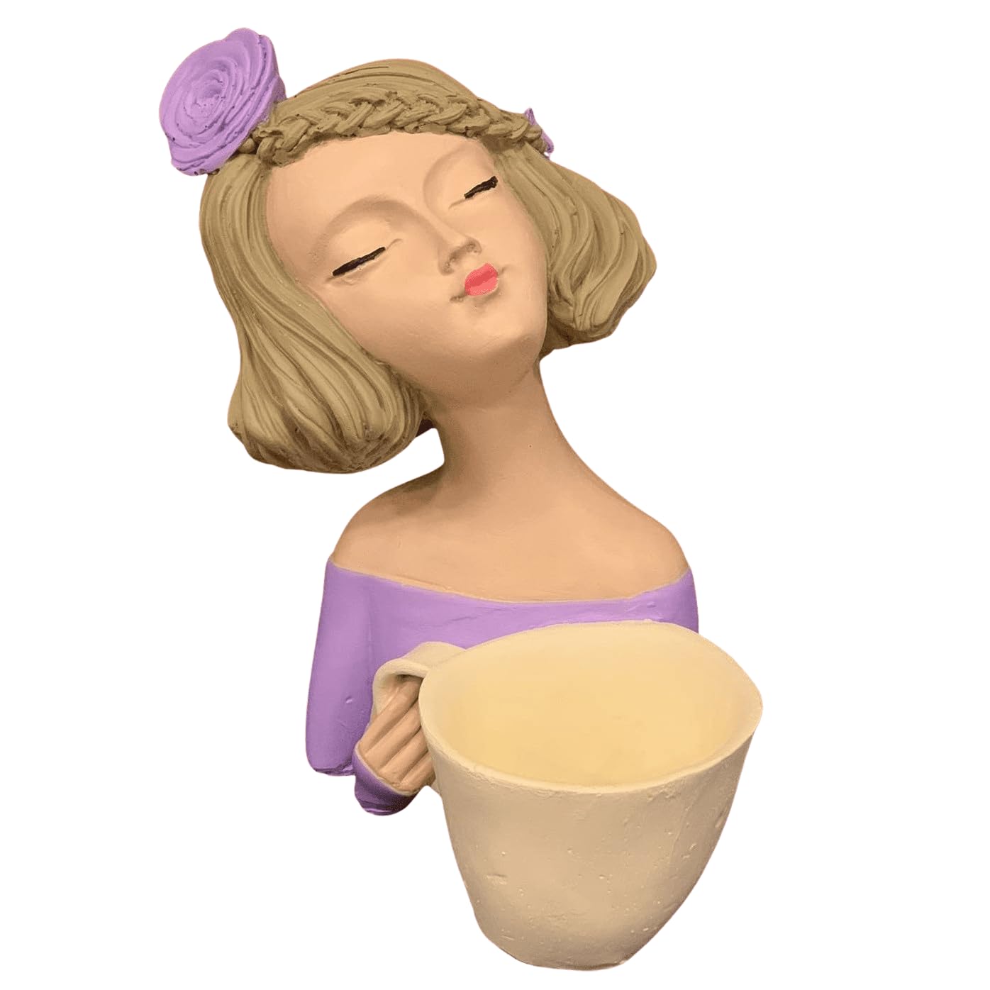 Elegant Female Figurine Holding a Mug, Handcrafted Girl Sculpture, Female Art Statue, Stylish Tabletop Sculpture, Female Statue, Girl Statue, Girl Decor, Girl Sculpture