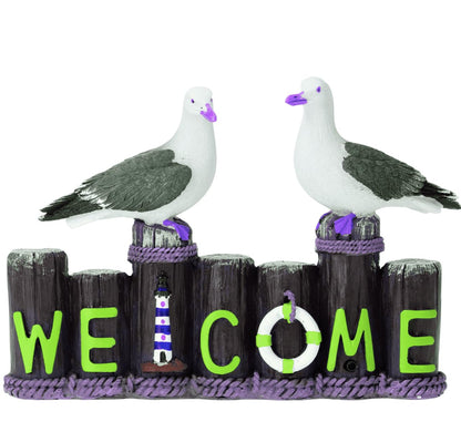 Nautical Seagull Welcome Sign Sculpture, Seagull Welcome Sign, Coastal Home Decor, Nautical Beach Decor, Welcome Sign Gift, Seagull Statue