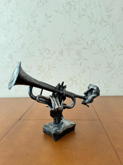 Unique Trumpet Player Statue for Home Decor, Handcrafted Jazz Music Sculpture, Music Themed Home Accent, Trumpet Player Statue, Jazz Decor, Trumpet Player Decor