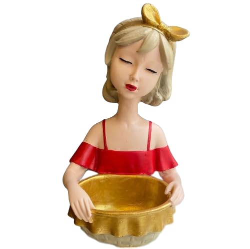 Girl Figurine Decor, Girl With Bowl Sculpture, Handmade Lady Bowl, Cute Girl Figurine Holder, Lady Hamper Figurine, Girl Sculpture, Girl Statue, Girl Decor, Girl Objects