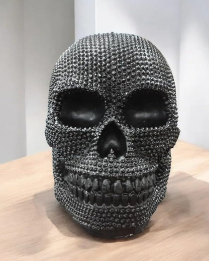 Skull Sculpture with Textured Detail, Gothic Polyester Skull Decor, Skull Decor for Shelves, Textured Surface Skull Decor, Skull Statue, Skull Sculpture, Skull Decor, Skull Objects