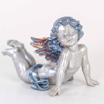 Reclining Angel Statue, Elegant Decorative Cherub Figurine, Reclining Angel Decor, Handmade Reclining Angel Figurine, Elegant Angel Decor, Reclining Angel Sculpture, Reclining Angel Object