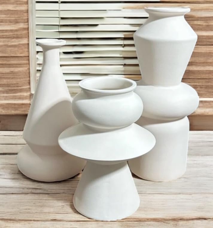 Modern Ceramic Vases Set, Geometric Decorative Vases, Minimalist Table Vase, Geometric Flower Vase, Boho Aesthetic Vases, Abstract Art Vases, Flower Vase
