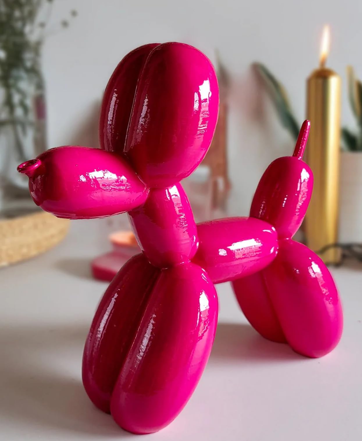 Balloon Dog Statue, Polyester Balloon Dog Figurine, Balloon Puppy Shelf Table Decor, Balloon Puppy Figurine, Balloon Animal Decor