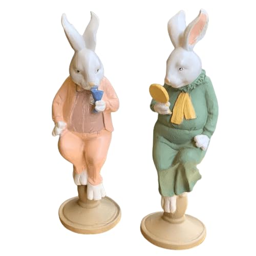 Hasenfiguren mit Spiegel, Hasenfiguren mit Glas, Osterhasen Deko, Osterhasen Deko, Osterhasen Skulptur, Osterhasen Skulptur