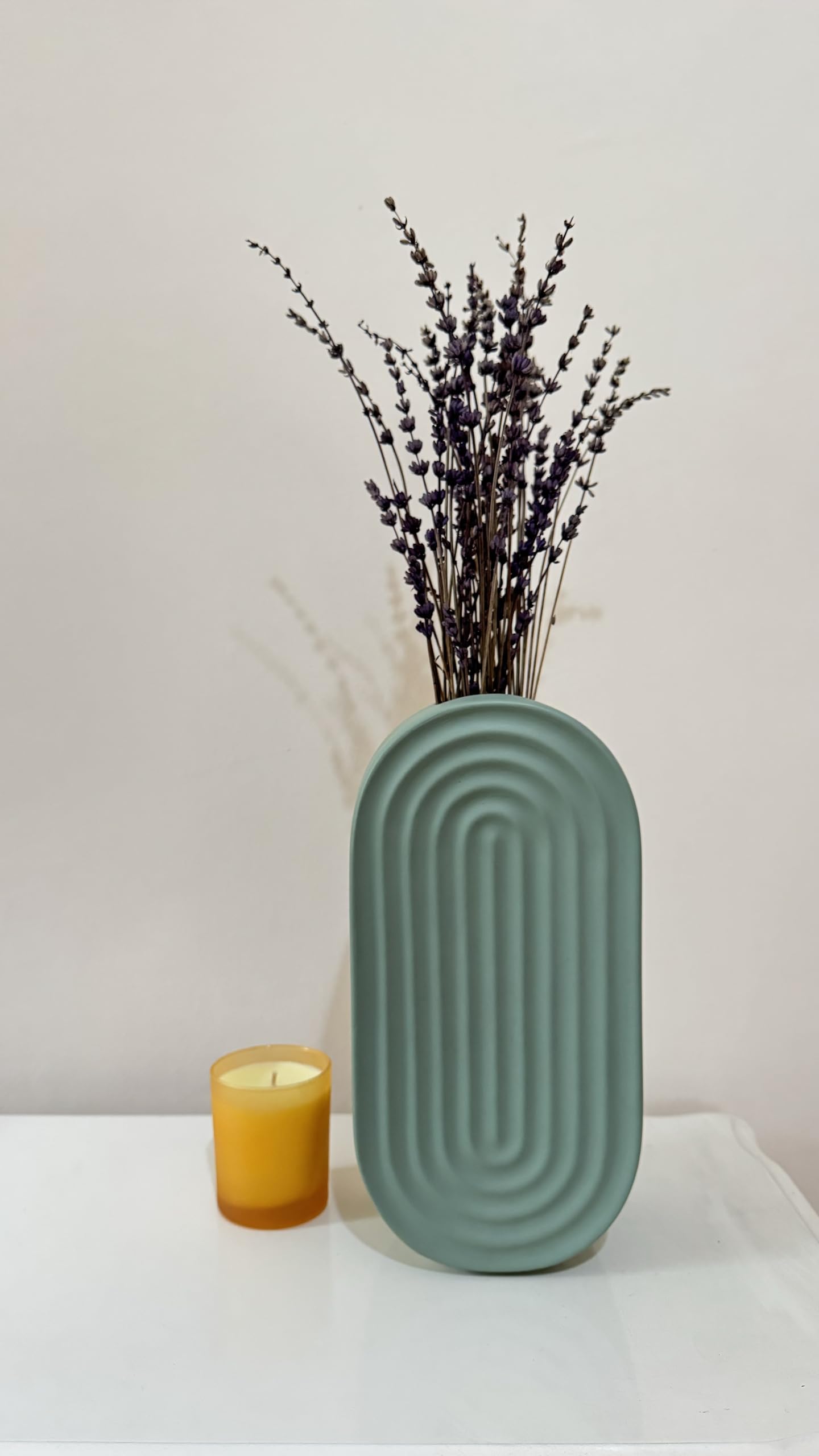 Ceramic Oval Ridged Vase, Decorative Oval-shaped Vase, Decorative Tabletop Vase, Modern Vase for Blooms, Scandinavian Style Vase, Oval Ridged Vase, Ridged Vase, Oval Vase