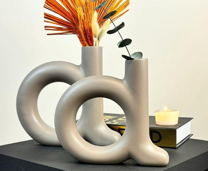 Modern Ceramic Abstract Vase Set of 2, Sculptural Decorative Vases, Minimalist Home Decor, Modern Ceramic Vases, Abstract Vase Set