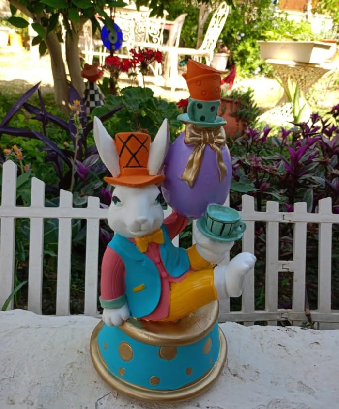 Alice in Wonderland Style Spring Home Decor, Easter Bunny Statue, Easter Shelf Sitter, Quirky Rabbit Statue, Bunny Easter Figurine, Easter Rabbit Statue, Rabbit Decor, Bunny Decor