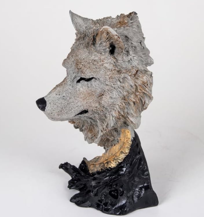 Wolf Head Sculpture, Wolf Lover Gift, Rustic Wolf Home Decor, Wolf Bust, Wildlife Lover Gift, Polyester Wolf Statue, Gothic Wolf Figurine, Wolf Head Statue, Wolf Head Decor