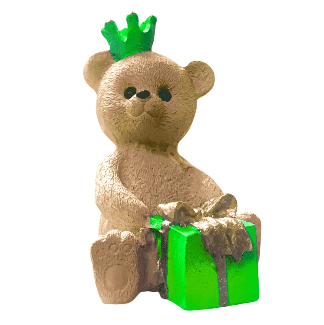 Gift Wrapped Bear Statue, Crowned Bear Figurine, Handmade Gift Bear Statue, Crowned Bear Statue, Handmade Bear Statue, Crowned Bear Decor, Crowned Bear Sculpture, Gift Wrapped Bear Decor