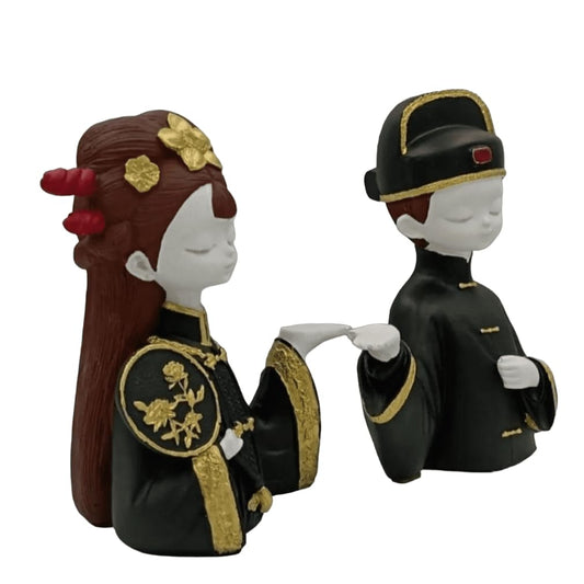 Lady and Man Tray Holder- Single or Set, Asian Style Man Figurine with Tray Asian Style Trinket Dish Gift for Women Organizer, Girl Statue