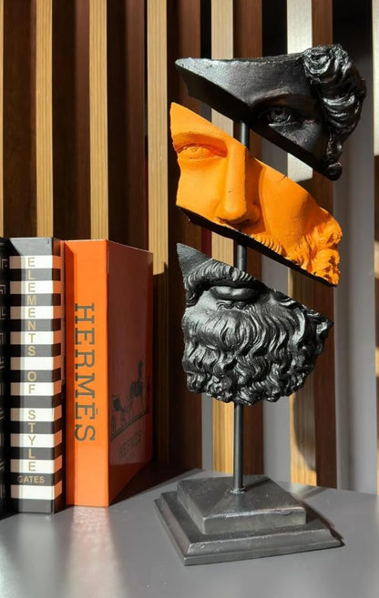 Modern Poseidon Sculpture on Pedestal, Contemporary Poseidon Bust Statue, Polyester Poseidon Head Statue with Stand, Poseidon Face Statue