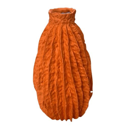 Handcrafted Ripple Polyester Vase, Minimalist Textured Flower Vase, Rustic Pleated Pottery, Handmade Vase, Minimalist Polyester Vase