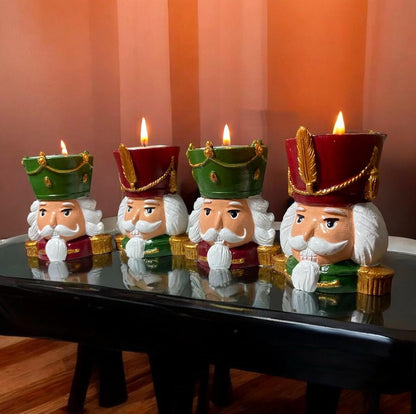 Nutcracker Candle Holders Set of 2, Nutcracker Candle Holders, Festive Nutcracker Decor, Small Holiday Candle Holders, Nutcracker Candle Set, Handmade Candlestick