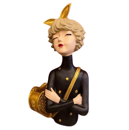 Cute Girl Sculpture with Bag, Girl Sculpture, Elegant Girl Decor, Girl with Bag Decor, Charming Tabletop Decor, Valentine’s Gift Ideas, Girl Sculpture, Girl Statue, Girl Decor