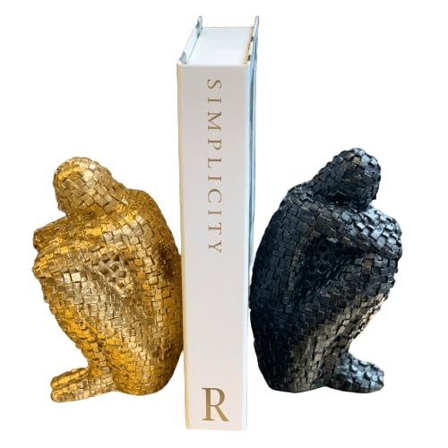 Artistic Bookends Set of 2, Modern Decorative Bookends, Polyester Bookends, Unique Bookends, Home Library Bookends, Thinker Bookends