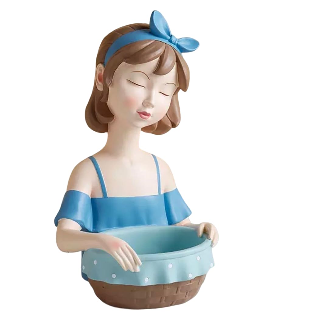 Girl Figurine Decor, Girl With Bowl Sculpture, Handmade Lady Bowl, Cute Girl Figurine Holder, Lady Hamper Figurine, Girl Sculpture, Girl Statue, Girl Decor, Girl Objects