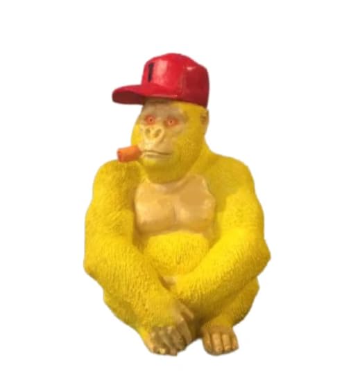 Smoking Gorilla Statue with Cap, Cool Gorilla Smoking Pipe Decor, Urban Style Gorilla Statue with Hat, Gorilla Statue with Cigarette and Cap
