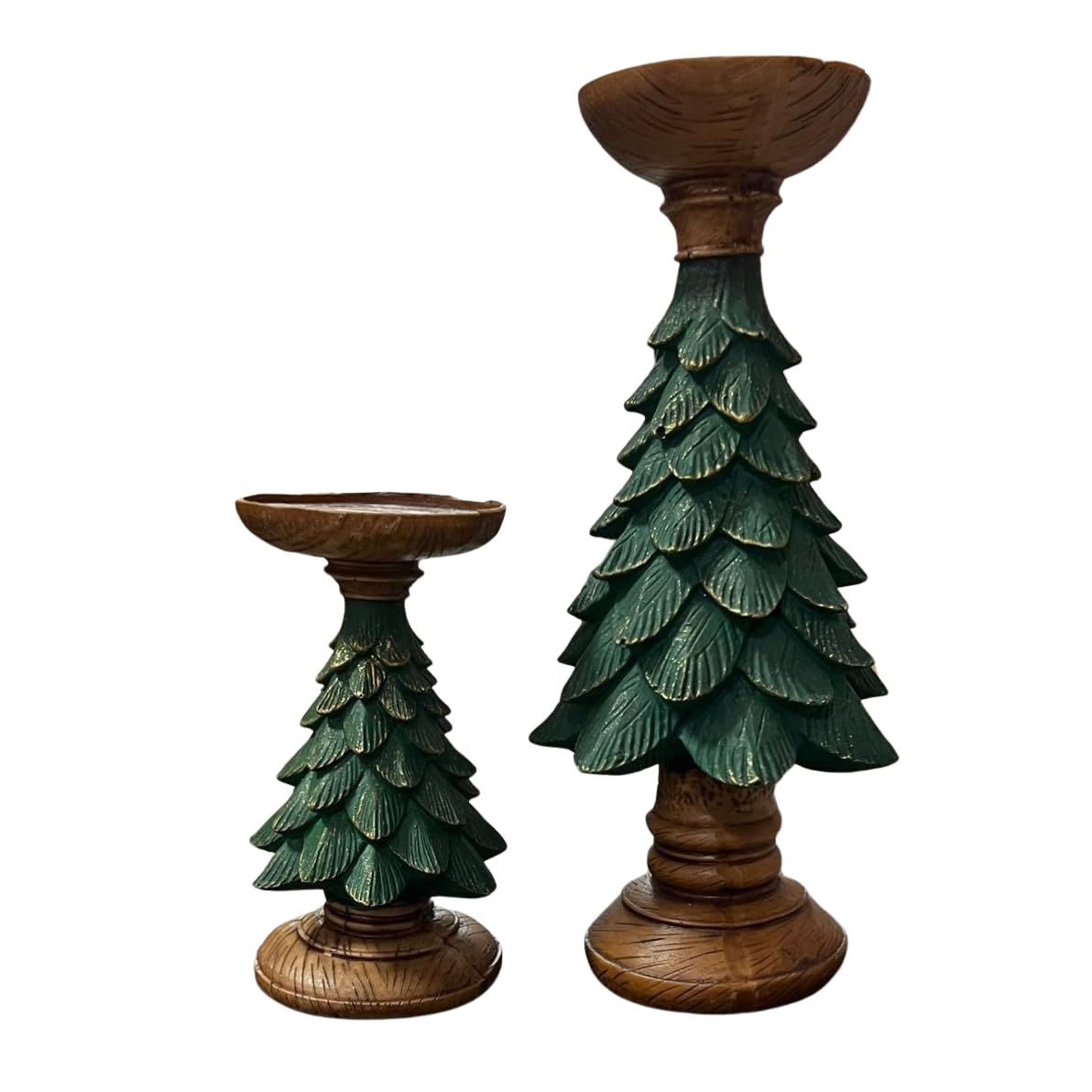 Tree Candle Holder set of 2, Pine Tree Figurine, Christmas Tree Decor, Seasonal Tree Figurine, Christmas Decor Gift, Holiday Tree Decor, Tree Candle Holder