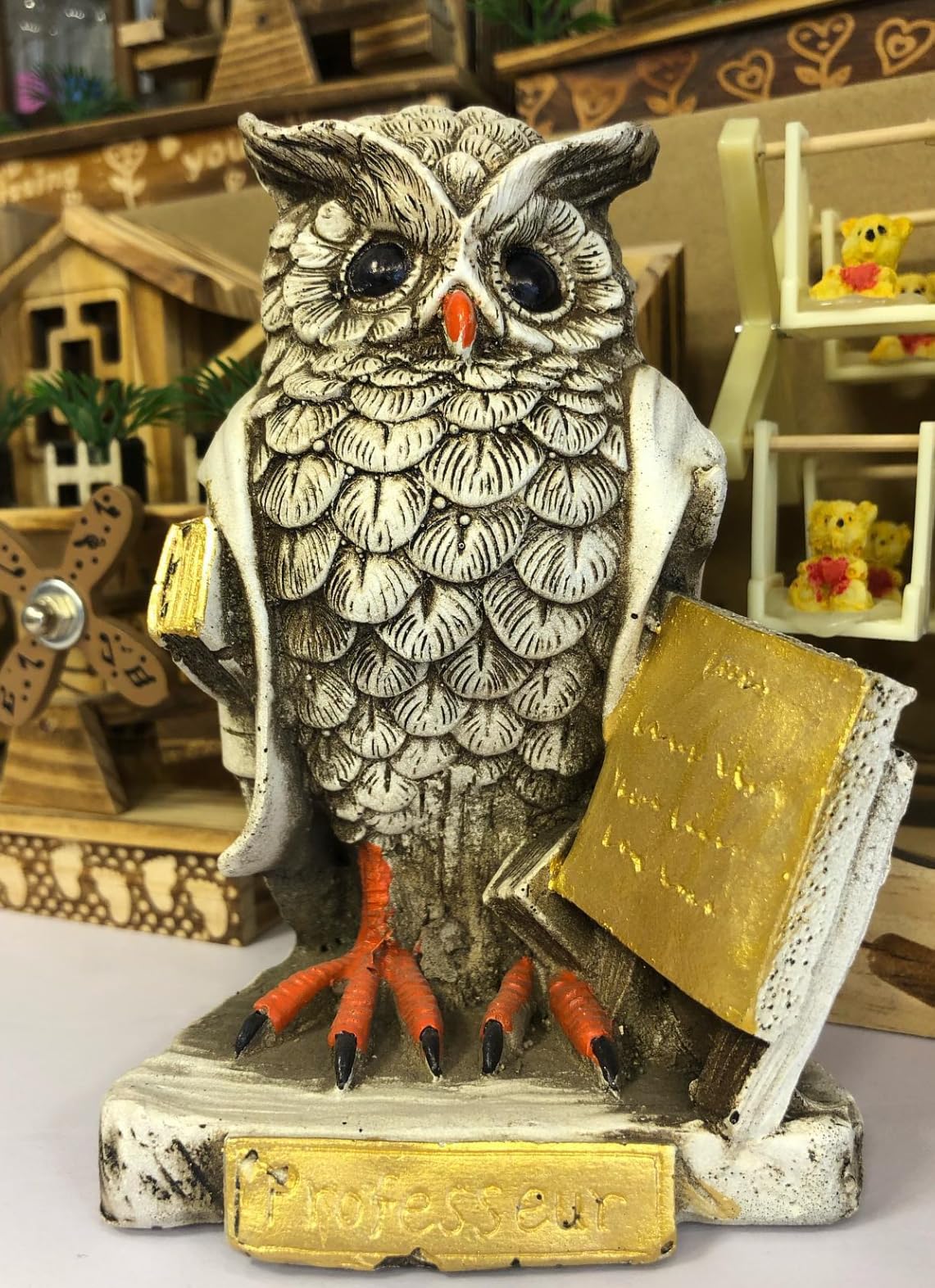 Professor Owl Sculpture, Cute Professor Owl Statue, Wise Owl Teacher Figurine, Owl Decor Gift Idea, Educational Owl Decor, Owl Sculpture