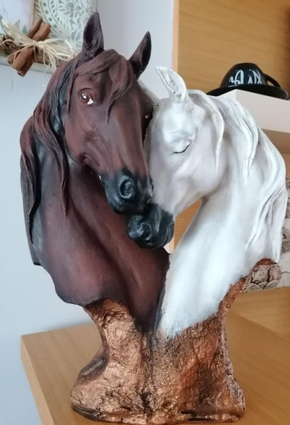 Soul Mate Horse Statue, Soulmate Horse Bust, Double Horse Head Sculpture, Double Horse Head Statue, Horse Couple Statue, Horse Couple Decor