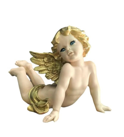 Reclining Angel Statue, Elegant Decorative Cherub Figurine, Reclining Angel Decor, Handmade Reclining Angel Figurine, Elegant Angel Decor, Reclining Angel Sculpture, Reclining Angel Object